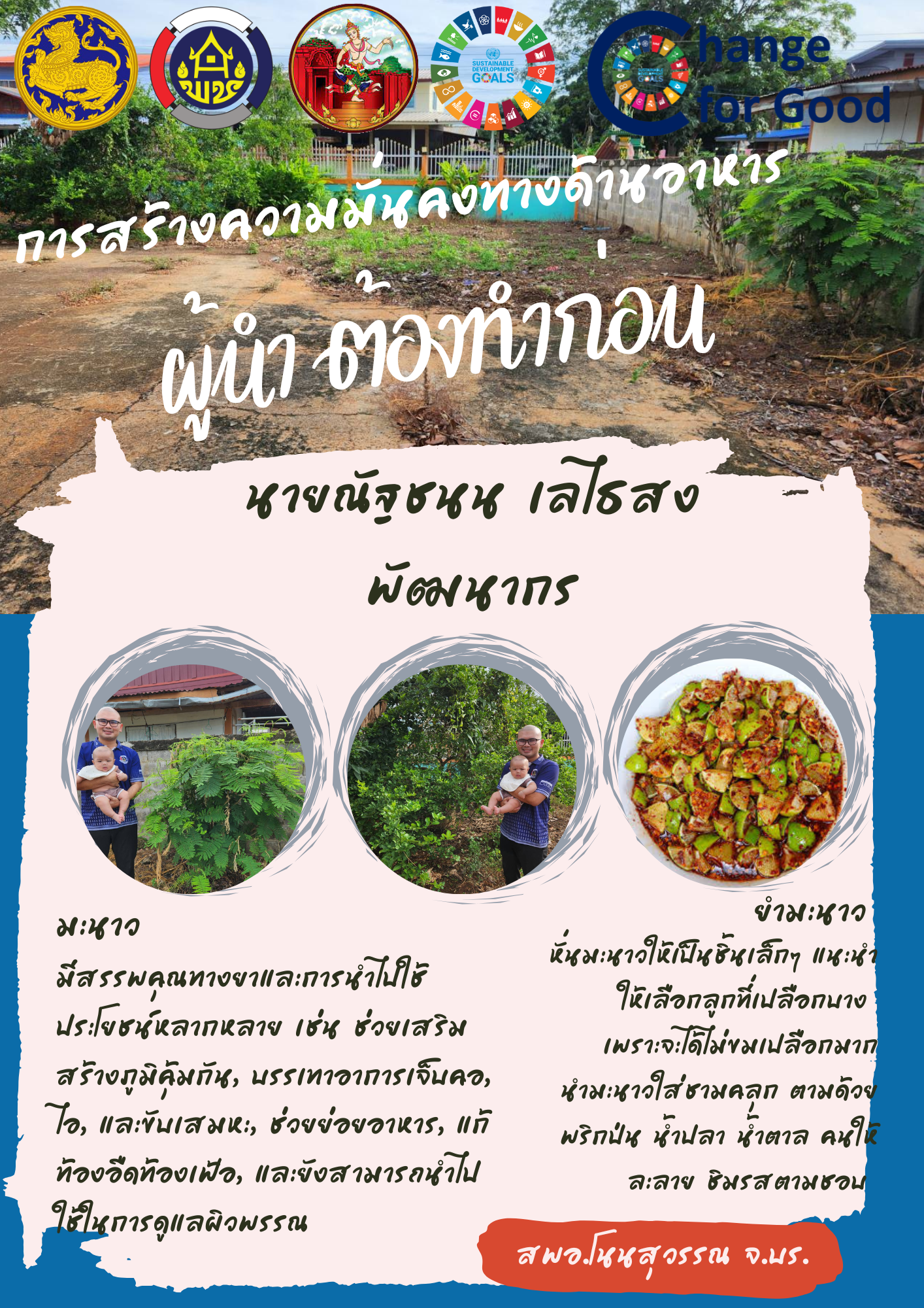  (ผู้นำต้องทำก่อน,เมนูอาหารพื้นถิ่น) นำร่อง 19 ครัวเรือน 