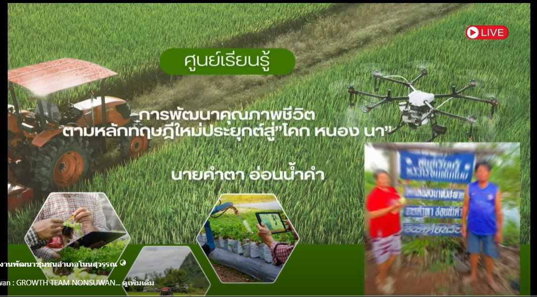 ความสำเร็จของขับเคลื่อนการดำเนินงานหมู่บ้านเศรษฐกิจพอเพียงและศูนย์เรียนรู้ “โคก หนอง นา” สู่ความยั่งยืน ผลการดำเนินงาน 5 ปี โคก หนอง นา หัวสะพาน โดยนายคำตา อ่อนน้ำคำ ขนาดพื้นที่ 1 ไร่