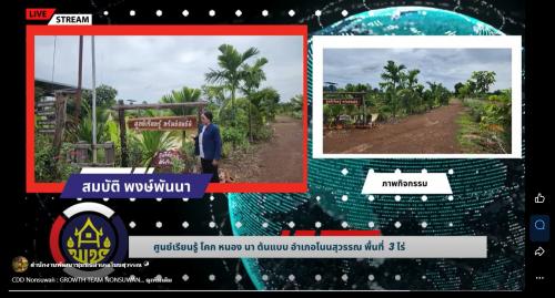วามสำเร็จของขับเคลื่อนการดำเนินงานหมู่บ้านเศรษฐกิจพอเพียงและศูนย์เรียนรู้ “โคก หนอง นา” สู่ความยั่งยืน ผลการดำเนินงาน 5 ปี โคก หนอง นา ทรัพย์สมบัติ โดยนางสมบัติ พงษ์พันนา ขนาดพื้นที่ 3 ไร่
